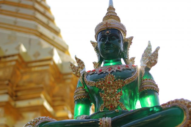 At the top, you can spend hours exploring the temple and the grounds as you get a great view of Chiang Mai from the top. Just make sure you cover your shoulders and knees when you enter the grounds out of respect.