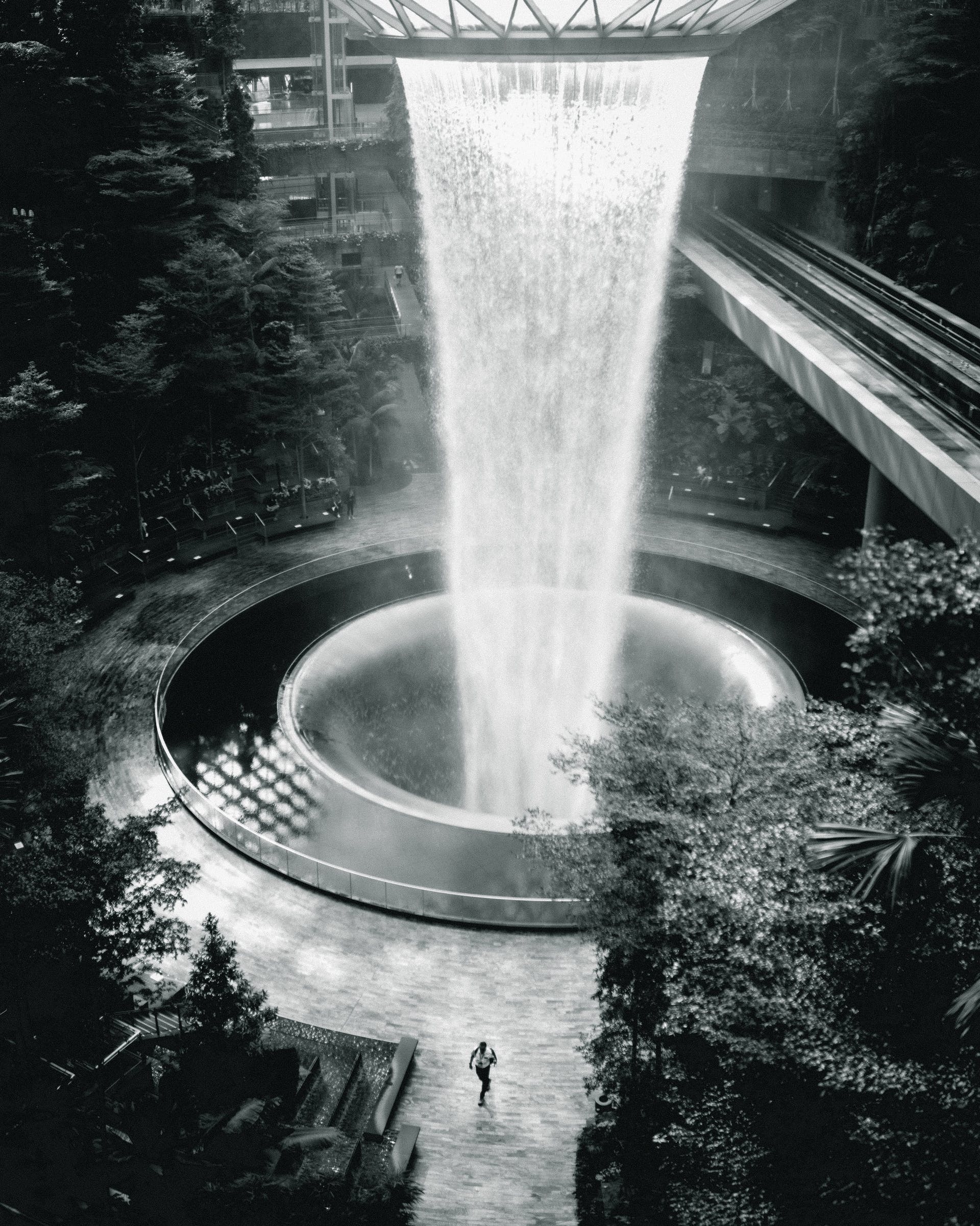 Recently built outside of the already impressive Changi airport is Jewel. Jewel is attached to Changi Airport, and it hosts the world's tallest indoor waterfall, the Rain Vortex. Every night, there is a light and sound show centered around the waterfall.